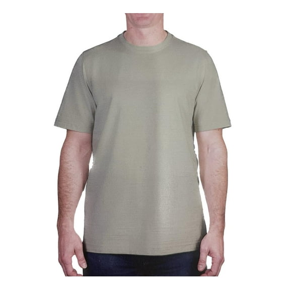 KIRKLAND Signature Men's Short Sleeve Pima Cotton Slub T-Shirt (US, Alpha, Large, Regular, Regular, Khaki)