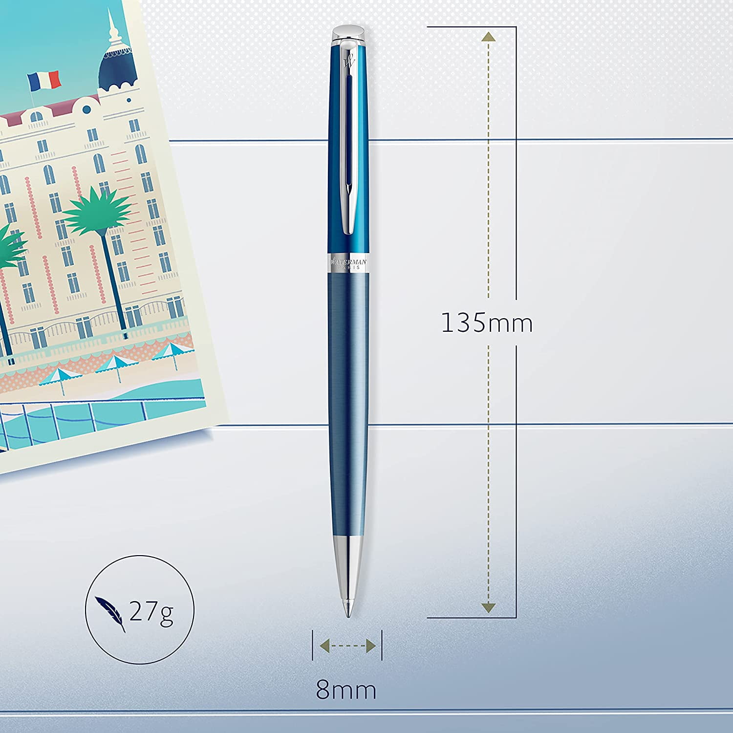 Stylo Roller Waterman Hémisphère Acier Satiné CT Réf_S0920450