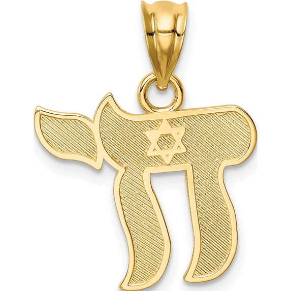 14K Yellow Gold Polished Chai Pendant (23 X 17) Made In United States -Jewelry By Sweet Pea