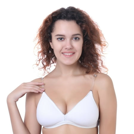 

Women s Backless Light Padded Bra with Transparent Back Strap Comfortable Push Lingerie B C and D Cup Bra White