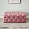 thumbnail image 4 of Tufted Accent Chair Bench, Velvet, Pink, Modern Contemporary Urban Design, Living Lounge Room Hotel Lobby Hospitality, 4 of 9