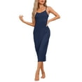 thumbnail image 2 of INSPIRE CHIC Women's Nightgown Adjustable Spaghetti Strap Nightshirts Modal Chemise Sleep Dress S Navy, 2 of 6