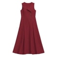 thumbnail image 4 of ClodeEU Women's Sleeveless V Neck Midi Dress,Casual A Line Dress with Button and Pockets Wine,Women's Plus XXXL, 4 of 5