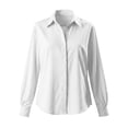 thumbnail image 4 of ClodeEU Women Lapel Long Sleeve Button Down Shirts,Casual Loose Blouse White,Women's Plus M, 4 of 9