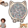 thumbnail image 1 of 135-piece Cat Shaped Wooden Jigsaw Puzzle, Cat Outline Design Puzzles For Home Decor Cat Lovers Gift, 1 of 5