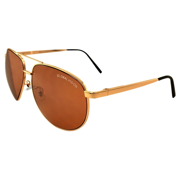 Global Vision Aviator 4 Motorcycle Sunglasses Gold Frames Driving Mirror Lenses