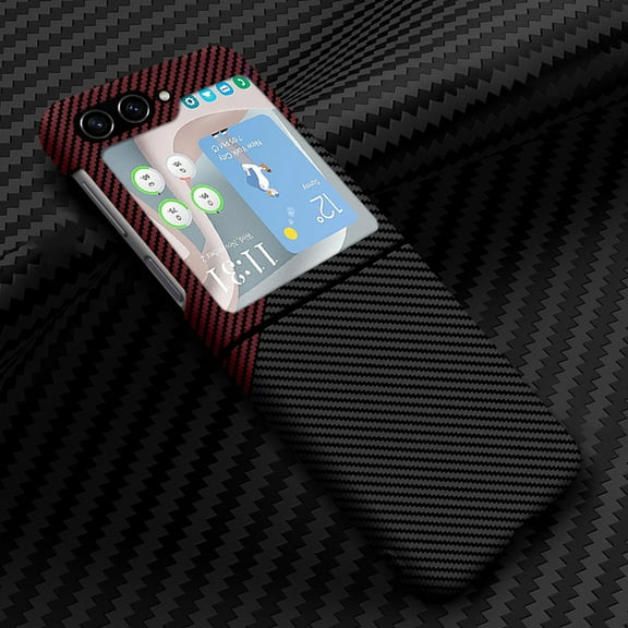 for Samsung Galaxy Z Flip 6 Phone Case,Slim Hard PC Soft TPU Anti-Scratch Shock Absorption Carbon Fibre Durable Protective Case Wireless Charing Cover for Samsung Galaxy Z Flip 6, Blackred