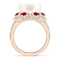 thumbnail image 2 of ANGARA Freshwater Cultured Pearl Floral Ring with Rubies in 14K Rose Gold for Women | June Birthstone, Birthday, Anniversary, Jewelry Gift for Women | Pearl Ring, 2 of 8