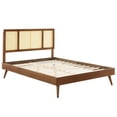 thumbnail image 2 of Kelsea Cane and Wood Queen Platform Bed With Splayed Legs Walnut, 2 of 7