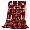 thumbnail image 2 of Festive Reindeer Christmas Tree Scene Nordic Knit Pattern, Festive Holiday Scene, Warm Flannel Blanket for Living Room and Family Room, Art Lovers Christmas Gift, Festive Home Decor, 2 of 9