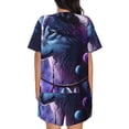 thumbnail image 6 of Haiem Feathered Wolf Pattern Pajama Set for Women 2 Piece Lounge Set Short Sleeve Tops and Shorts Soft Sleepwear-X-Large, 6 of 7
