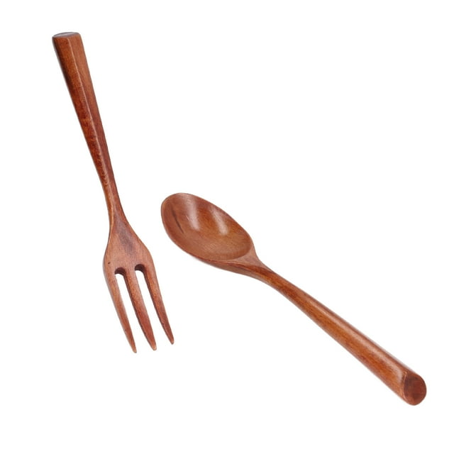 Utensilio de Cocina de Madera ANGGREK Juego de cuchara de Tenedor de Madera Inofensivo 2 Piezas Para Niños