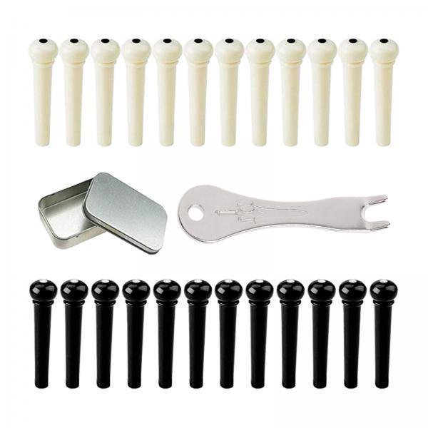 Xuanheng 4X 24 Pieces Acoustic Guitar Bridge Pins Portable Replacement String Peg Bridge
