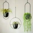 thumbnail image 4 of Metal Hanging Planter for Indoor Outdoor Plants Metal Minimalist Wall Ceiling Plant Hanger Hanging Flower Pot Basket Holder Wall Decor for Home Office Round Hanging Flower Pots for Garden !Black, 4 of 6