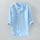 thumbnail image 2 of Camisa de lino de manga larga con botones para hombre: prenda informal de corte holgado en color liso, tejido ligero y suave para todas las estaciones, tallas M-XXXXL, 2 of 6
