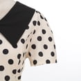 thumbnail image 4 of Karymi Easter Dress Vintage Polka Dot Swing Midi Dress, Contrast Collar Short Sleeve Button Front Self Bow Waist Retro Hepburn Party Sundress Wedding Guest Dresses for Women, 4 of 5