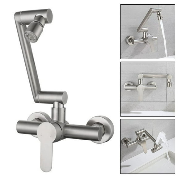 Stainless steel rotating folding basin faucet wall mounted hot and cold faucet