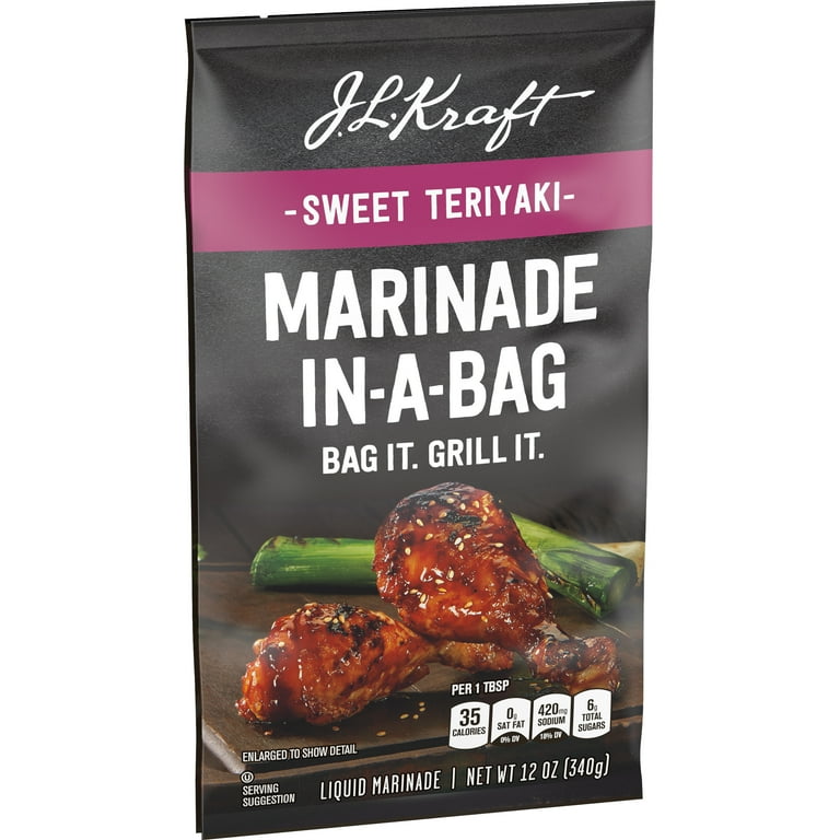 4 pack J.L. Kraft Marinade In A Bag Sweet Teriyaki Liquid Marinade 12 oz Bag Walmart