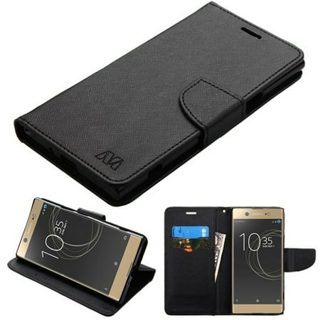 - For Sony Ericsson Xperia XZ Premium Black Pattern/Black Liner Flip Wallet Case