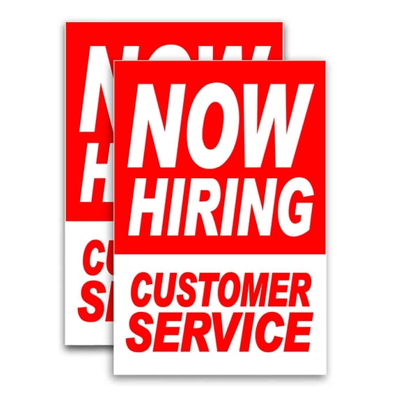 Now Hiring Customer Service (24" X 36") Vinyl Decal Only (Pack of 2)
