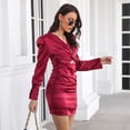 thumbnail image 1 of Vestido de manga larga, vestido de mujer con escote en V, vestido informal con escote en V, rendimiento de primera categoría, 1 of 5