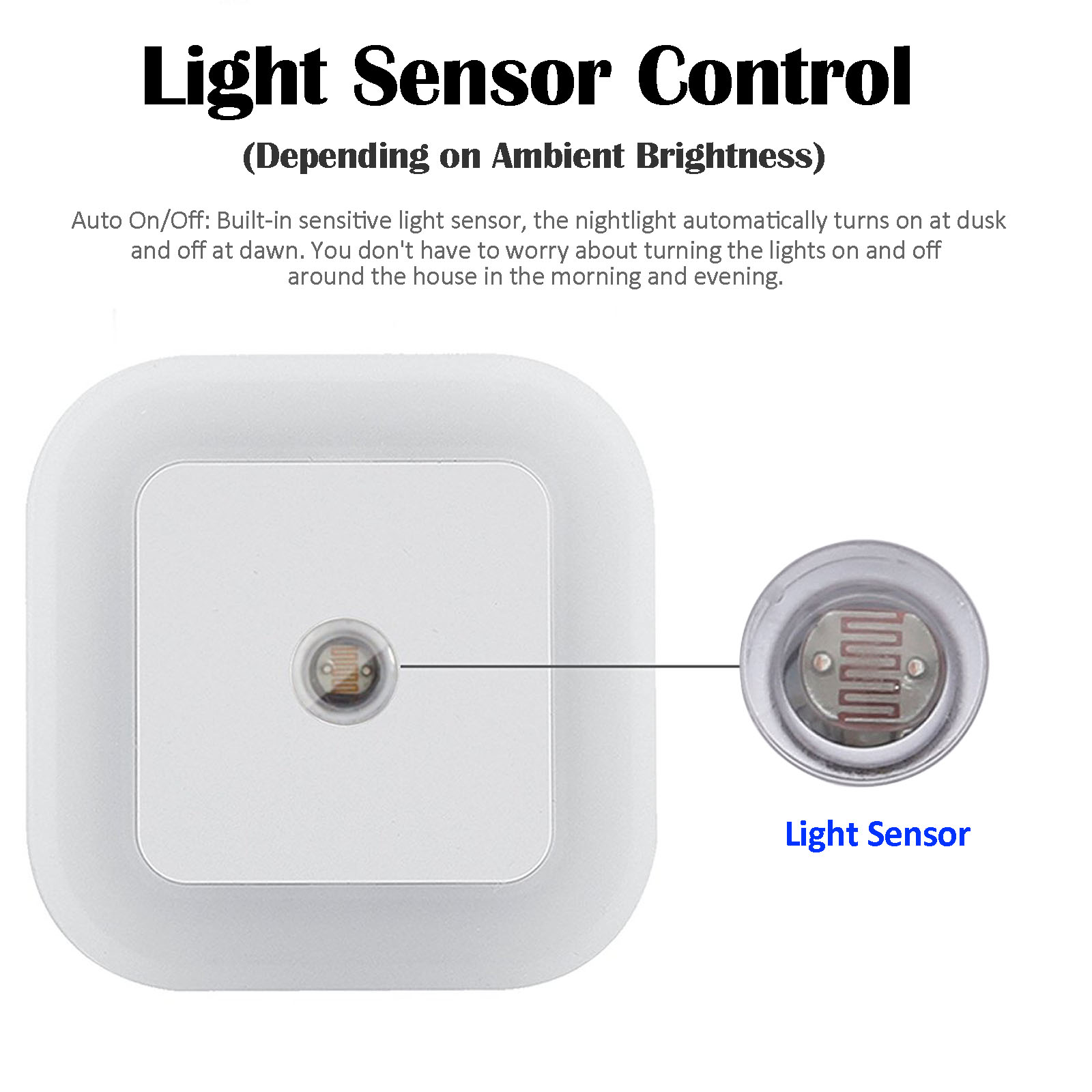 6pcs Auto Light Sensor LED Room Night Light Smart Plug in Wall Lamp for Home Bedroom Kitchen - image 2 of 8
