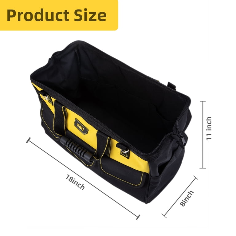 BEIJIALY Heavy Duty Canvas Tool Bag - 20" Wide Mouth Waterproof Carry All With Shoulder Strap
