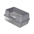 thumbnail image 4 of Caja de arena para gatos, caja de arena portátil para gatos de cara alta, suministros para mascotas, inodoro para gatos, caja de arena de Metal semice 50cmx35cmx28cm gris, 4 of 9