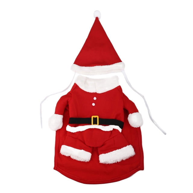 1 juego de ropa para perro, abrigo navideño para perro, capa con forma de Papá Noel, disfraz navideño para perro, talla XS, color rojo