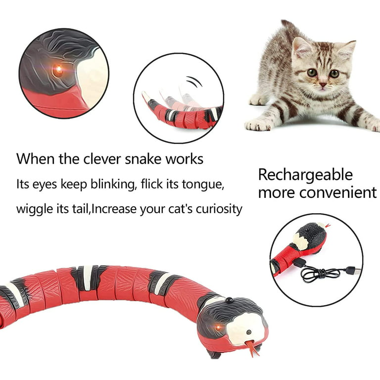Mingwear Moving Snake Toy,Realistic Simulation Smart Sensing Snake Toy for  Cat,Infrared Induction Electric Snake Toys for Kids Prank Toys USB  Rechargeable 