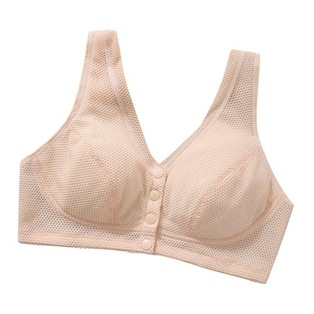 MITCOWBOY Bras for Women Women s Summer Thin No Wire Gathered Large Size Front Buttoned Vest Bra Soft and Skin Friendly Comfortable Everyday Bras No Wire Bras for Women Brown 36 Clearance