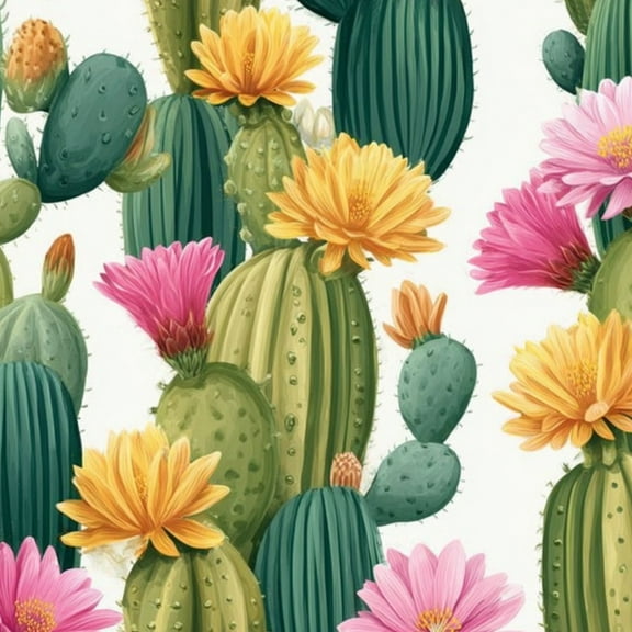 Western Peel and Stick Wallpaper 17.7in x 9.8ft Cactus Garden Vibrant Pink Yellow Flowers Green Contact Paper Vinyl Waterproof Self Adhesive Wall Paper for Bedroom Shelf Cabinet Renter Friendly