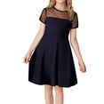 thumbnail image 5 of Juslio Girls Dress Summer Beach Short Sleeve Tulle A Line Dresses Knee Length Casual Blue Sundress, 5 of 9
