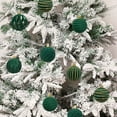 thumbnail image 5 of PPgejGEK Flocked Christmas Tree Decoration Set Velvet Ornaments Green 6cm 12-Pack, 5 of 6