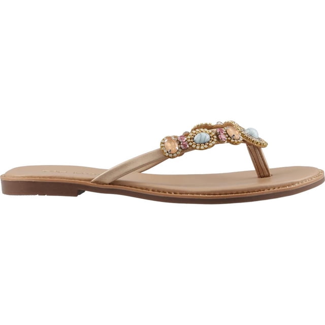 Sandalia Mujer Top Moda Casual Flat dorado 25