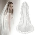 thumbnail image 2 of AYYUFE 3PCS Bridal Wedding Veil Lace Flower Embroidery Single Layer Large Long White Romantic Soft Mesh Photo Prop Cosplay Engagement Veil Party Headpiece 3m Beige, 2 of 7