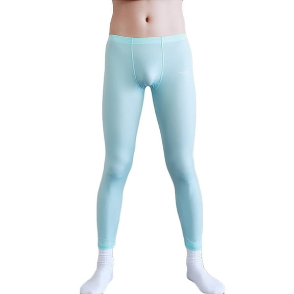 Men's Solid Color Thermal Double Sided Brushed Fleece Base Layer Slim Warm Leggings Compression Pants