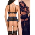thumbnail image 3 of Conjunto de Lencería Vhermosa con Liguero Sujetador y Bragas Verde, 3 of 7