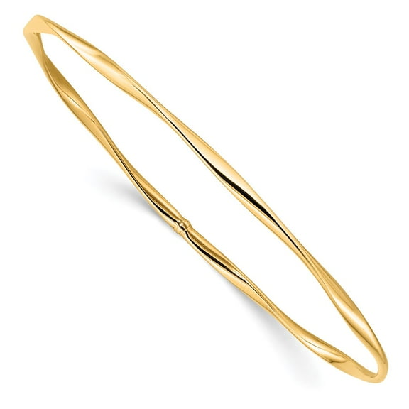 10k Yellow Gold Bracelet Bangle 3 mm 7 in Slip-On