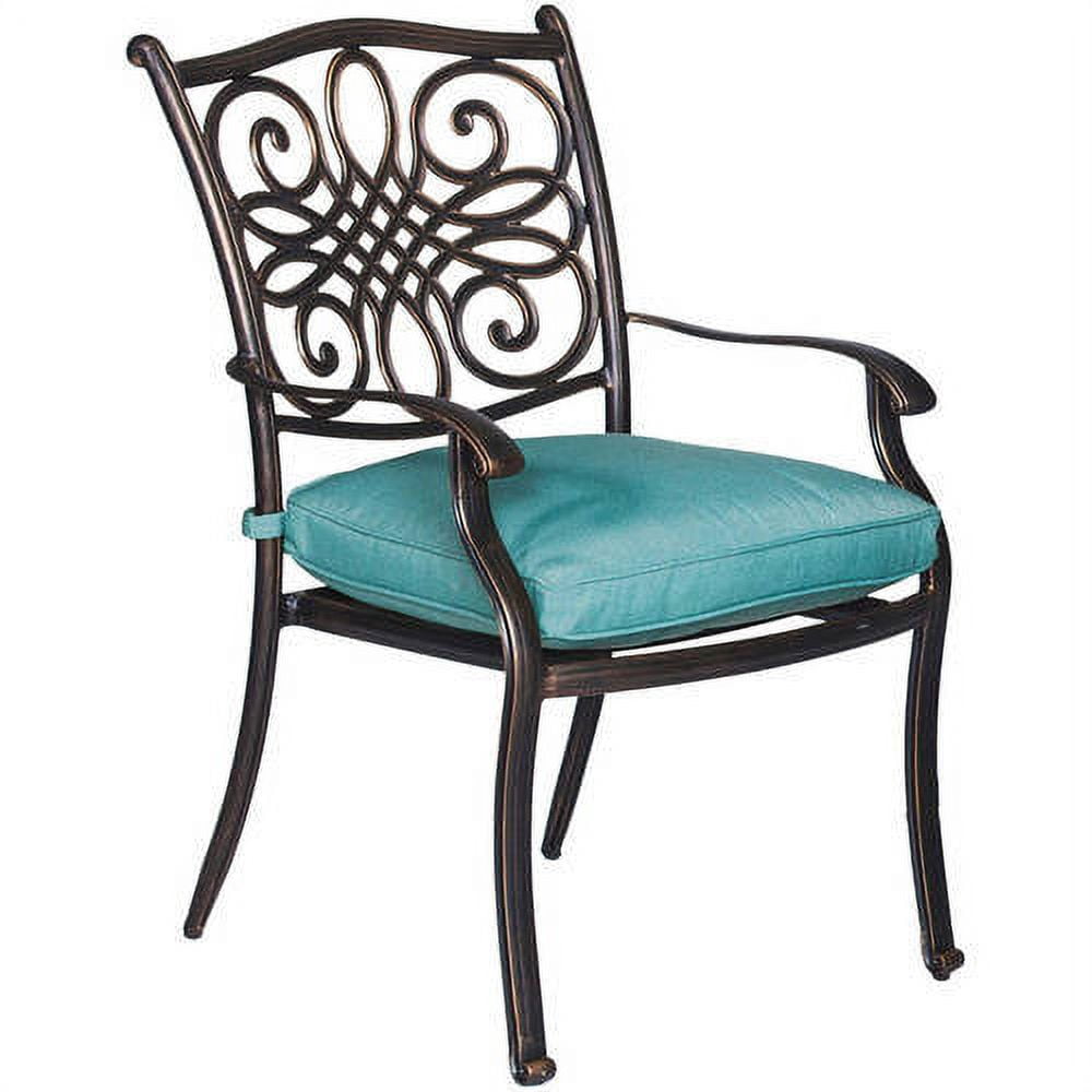 Hanover Traditions 3-Piece Bistro Set in Blue with 30 In. Glass-top Table