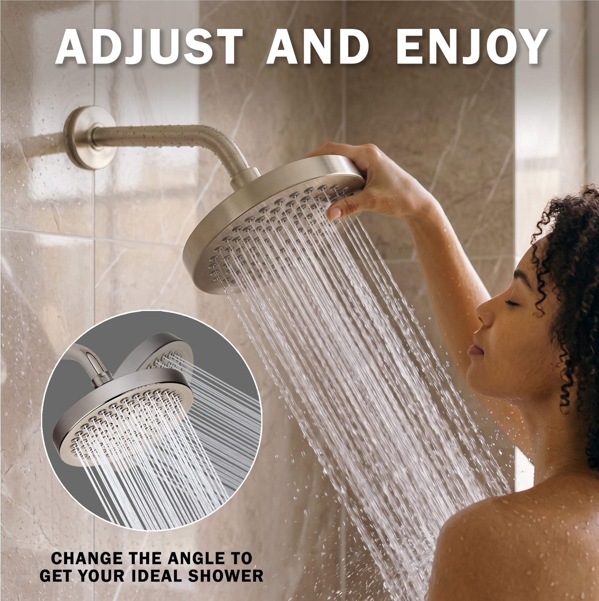 Aqua Elegante High Pressure Rain Shower Head for Low Flow Showers - 2.5 GPM - Brushed Nickel