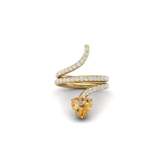 7MM Heart Shape Citrine 925 Sterling Silver Gold Vermeil Women Wrap Rings