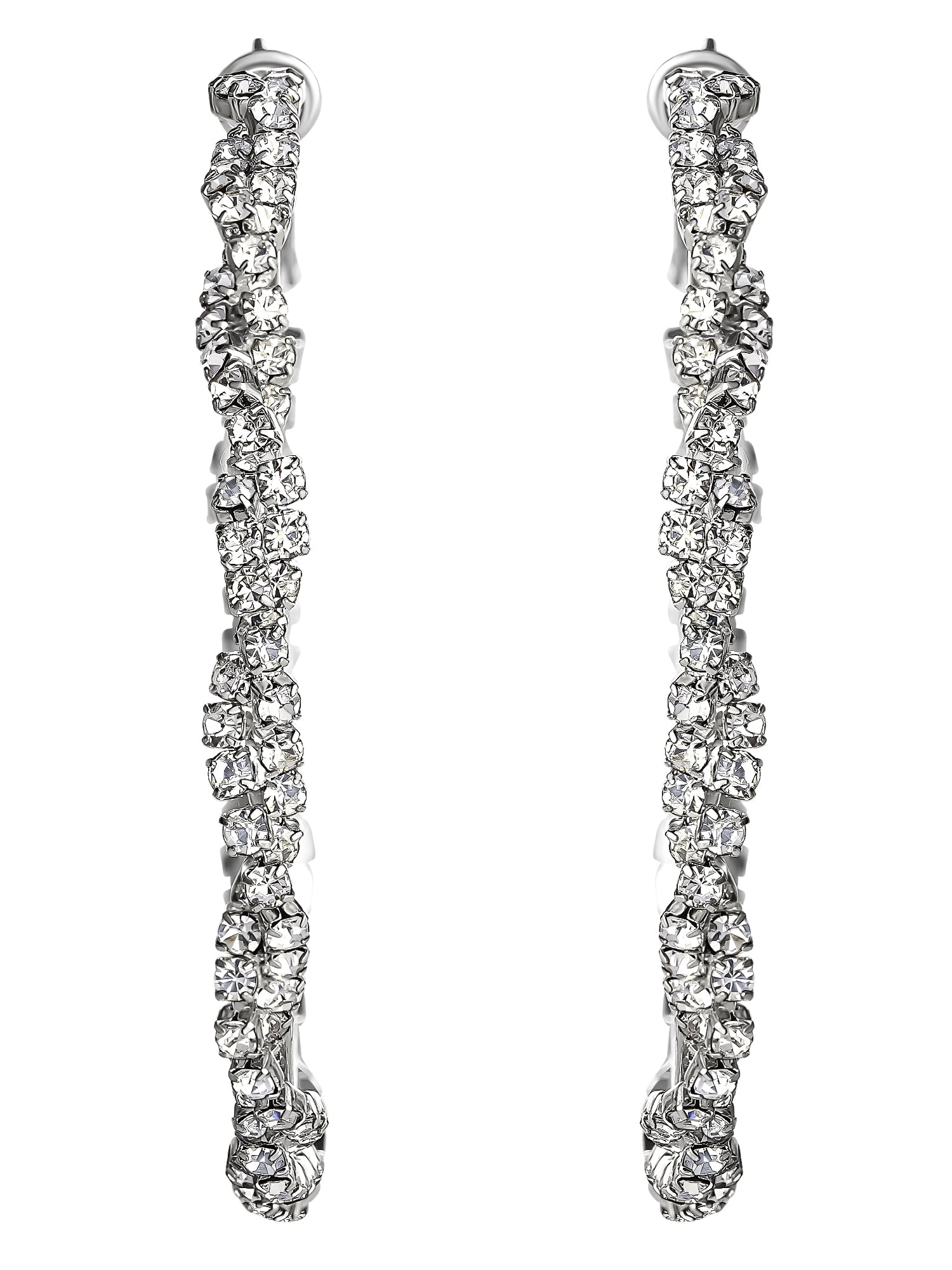 Jessica Simpson Women's Twisted Hoop Rhinestone Earrings