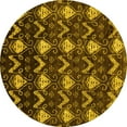 thumbnail image 1 of Ahgly Company Indoor Round Abstract Yellow Modern Area Rugs, 3' Round, 1 of 4