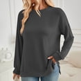 thumbnail image 6 of Women's 2024 Lightweight Sweatshirt With Side Slit Soft Crew Neck Pullover Long Sleeve Tops Fall Sweatshirts Women Zip up Hoodie Athletic Athletic Hoodies Large Womens Sweatshirt No Hood Juniors, 6 of 8