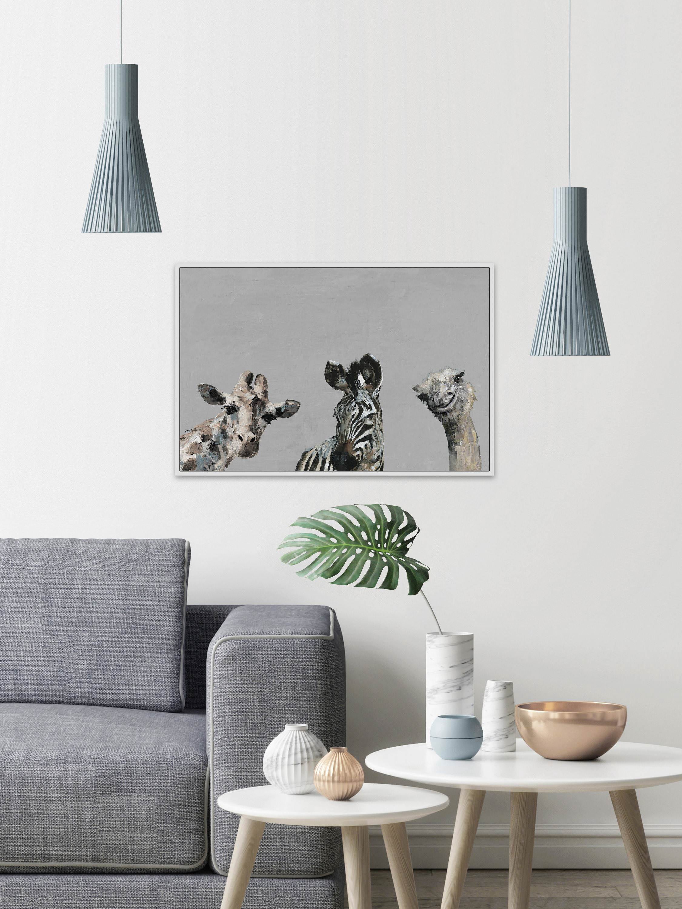 The Head Turners in Gray Floater Framed Painting Print on Canvas