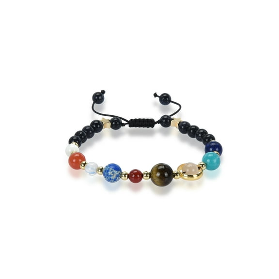 ELYA Jewelry Women's Solar System Natural Stone Beaded Adjustable Bracelet