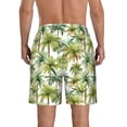 thumbnail image 3 of Kdxio Green Hawaii Palms Pattern Mens Casual Shorts - Drawstring Summer Beach Sports Shorts for Men, 3 of 9