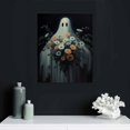 thumbnail image 4 of JRXY Halloween Ghost Canvas Wall Art Funny Cute Ghosts Holding Flower Poster Dark Academia Spooky Room Decor Aesthetic Gothic Art Print Painting 16x20in 12x16 in, 4 of 4