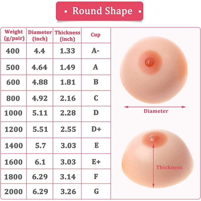 Silicone Breast Forms for Crossdresser Cosplay Mastectomy Bra Enhancers  Round Shape 1 Pair C Cup 800g/pair